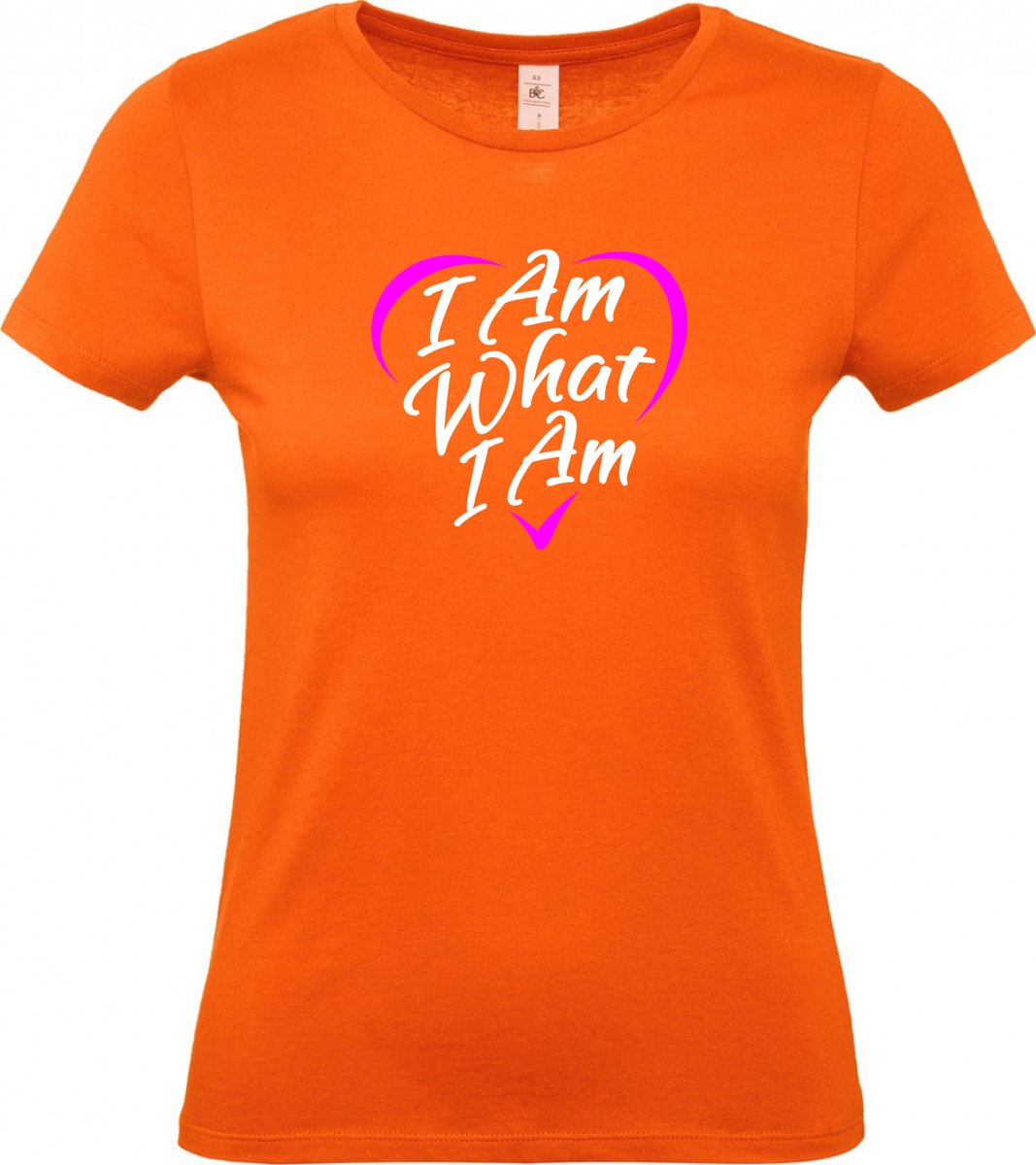 Dames t-shirt I Am What I Am | Regenboog vlag | Gay pride kleding | Pride shirt | Oranje | maat S